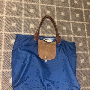 Longchamp Royal Blue Tote with Tan Leather
